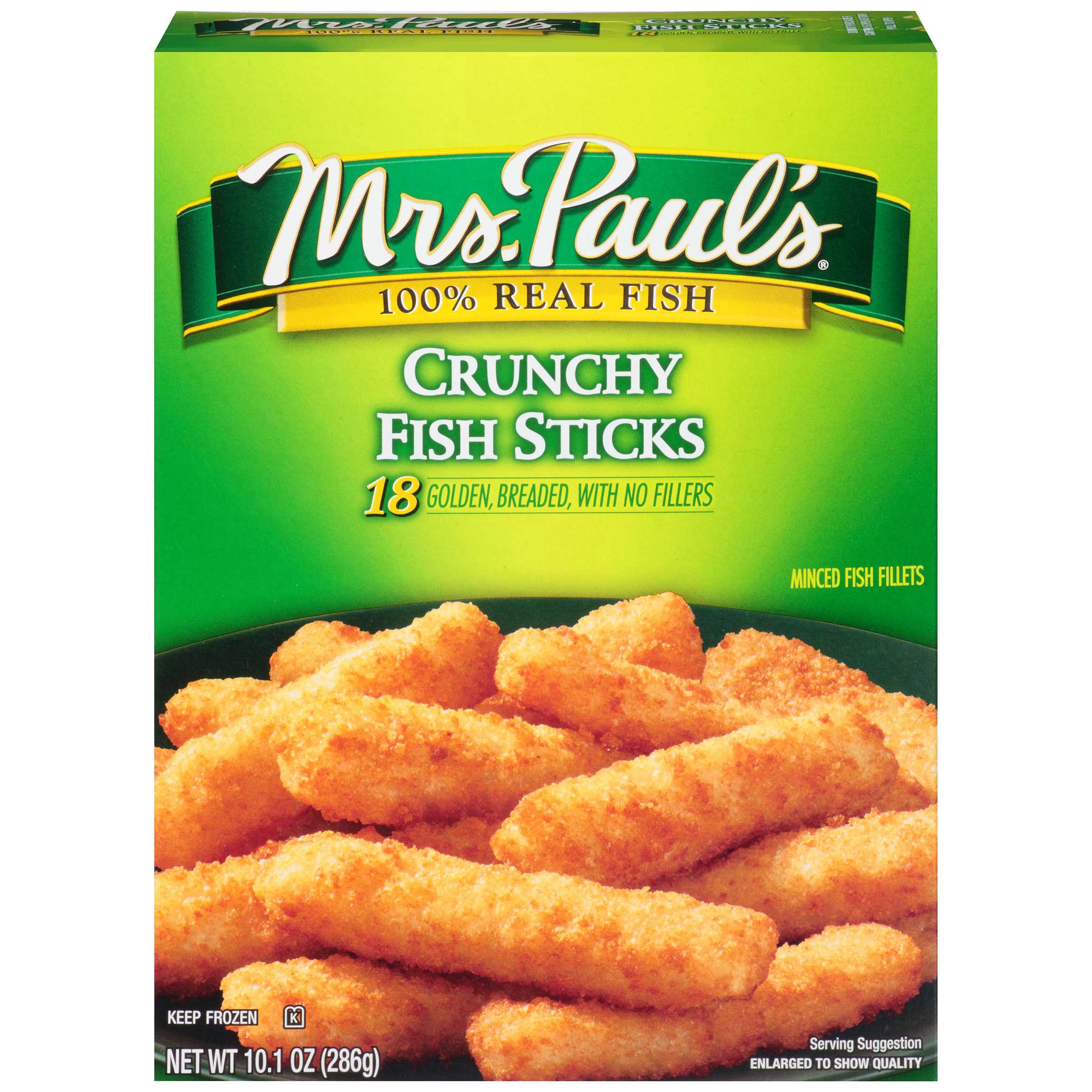 Mrs. Paul's Crunchy Breaded Fish Sticks, Made With 100% Real Fish, Frozen, 10.1 Oz