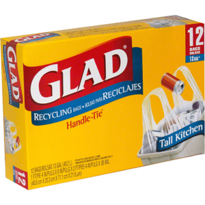 Glad Handle-Tie Recycling Bags, Tall Kitchen, 13 Gallon