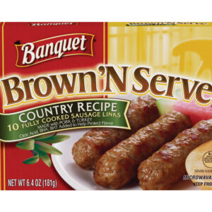 Banquet Brown ‘N Serve Country Recipe Fully Cooked Sausage Links, Frozen Meat, 10 Count, 6.4 OZ