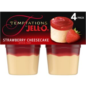 Jell-O Temptations Strawberry Ready To Eat Cheesecake Snacks, 4 Ct Cups