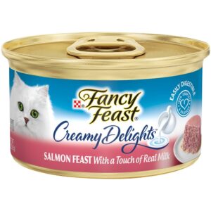 Fancy Feast Purina Pate Wet Cat Food, Creamy Delights Salmon With A Touch Of Real Milk - 3 Oz. Can
