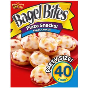 Bagel Bites Pizza Snacks Three Cheese Mini Bagels, Frozen Appetizer, 40 Ct 31.1 Oz Box
