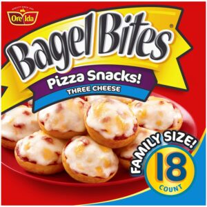 Bagel Bites Three Cheese Mini Pizza Frozen Snacks, 18 Ct Box