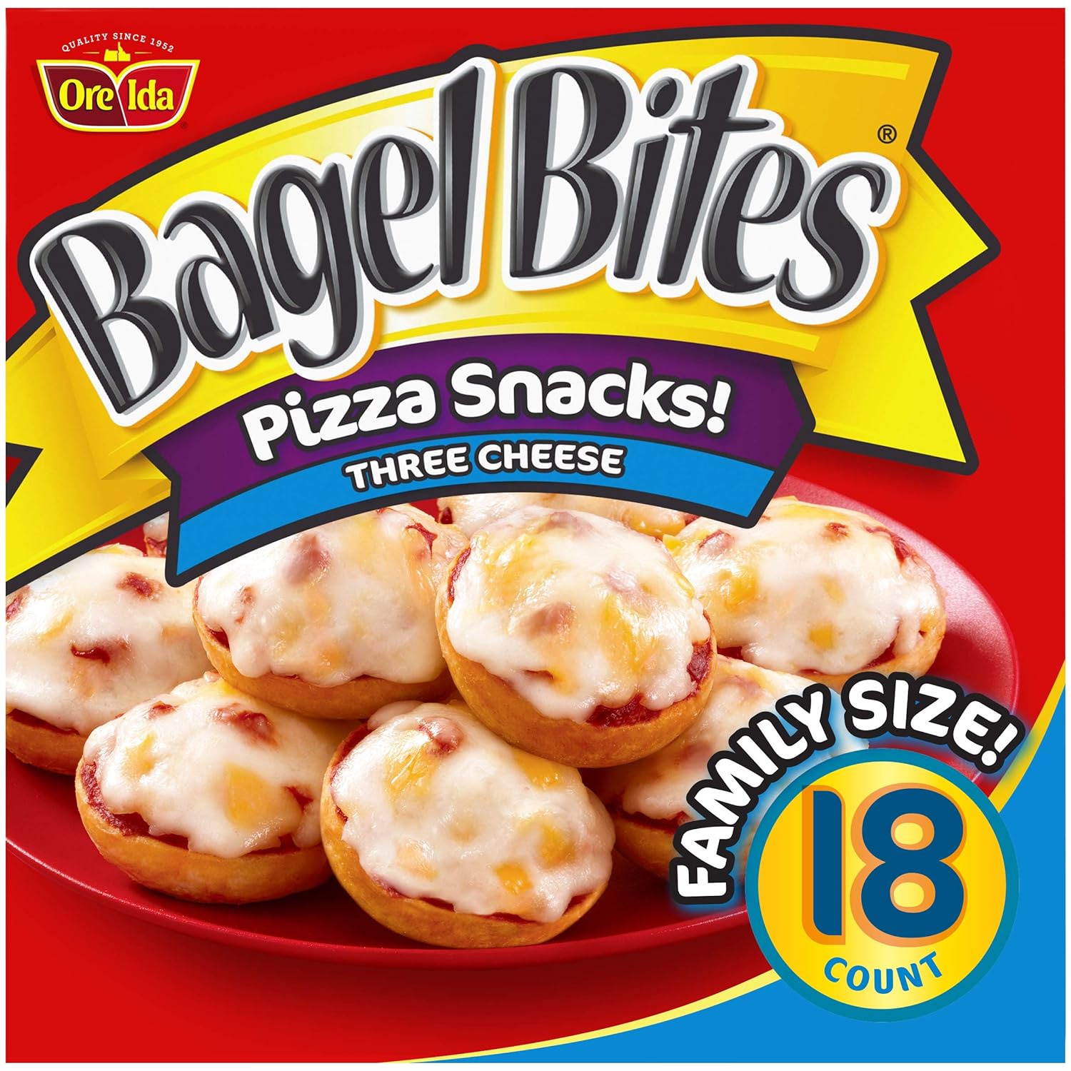 Bagel Bites Three Cheese Mini Pizza Frozen Snacks, 18 Ct Box
